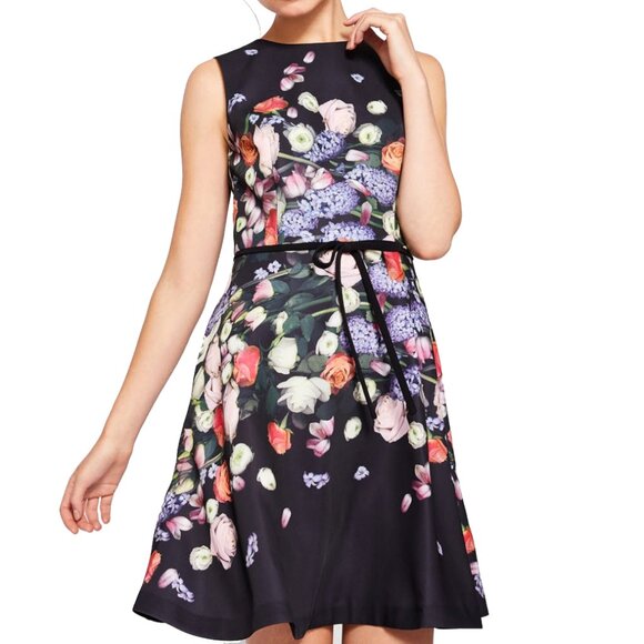 Ted Baker Izobela Kensington Black Floral Dress Size US 6 - Picture 1 of 10